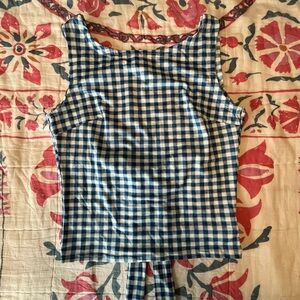 Low back tank top gingham print